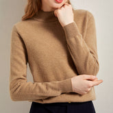 Half Turtleneck Slim Versatile Knitted Cashmere Sweater for Women